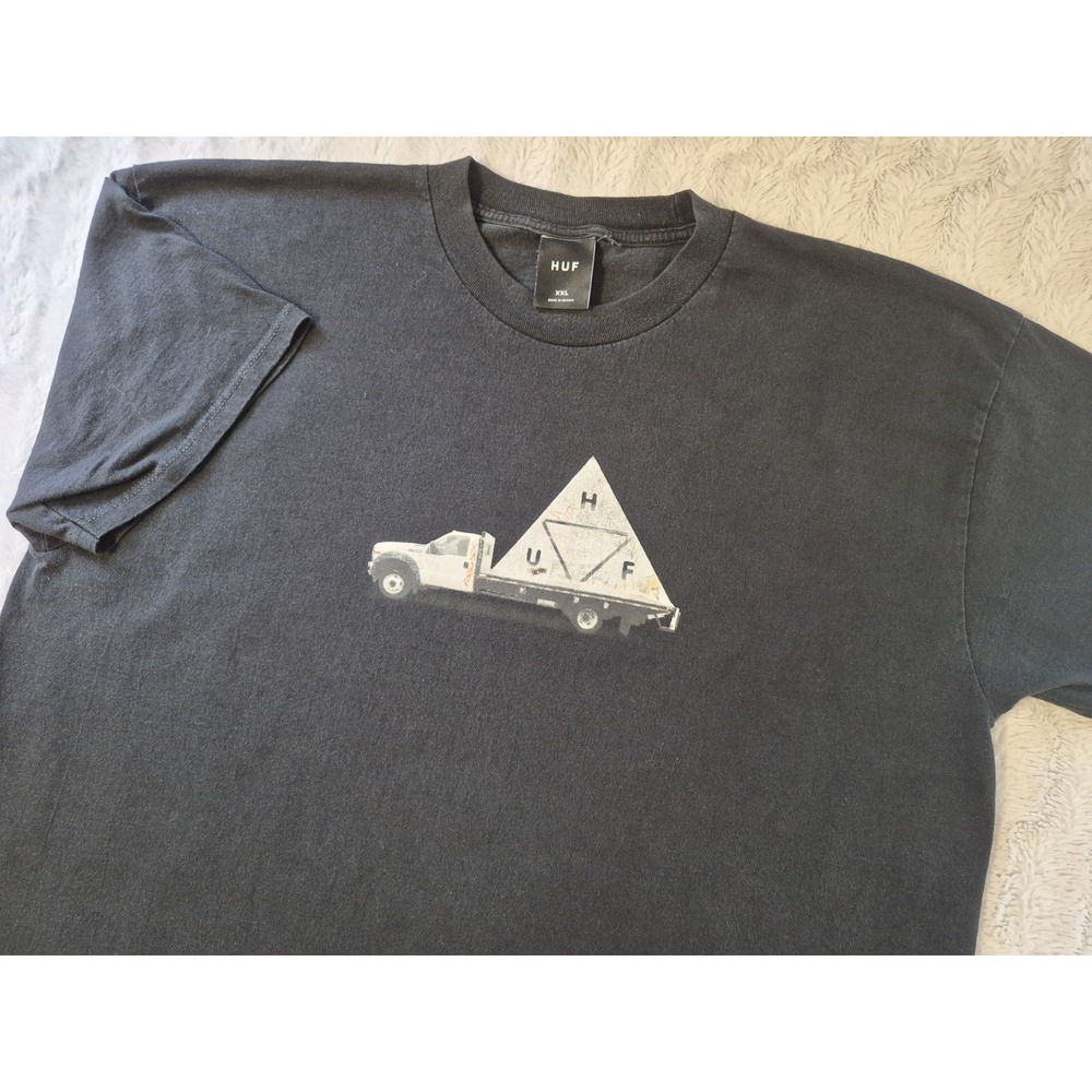 HUF Worldwide High Clearance Truck Logo Black T-Shirt Mens 2XL Skater Streetwear